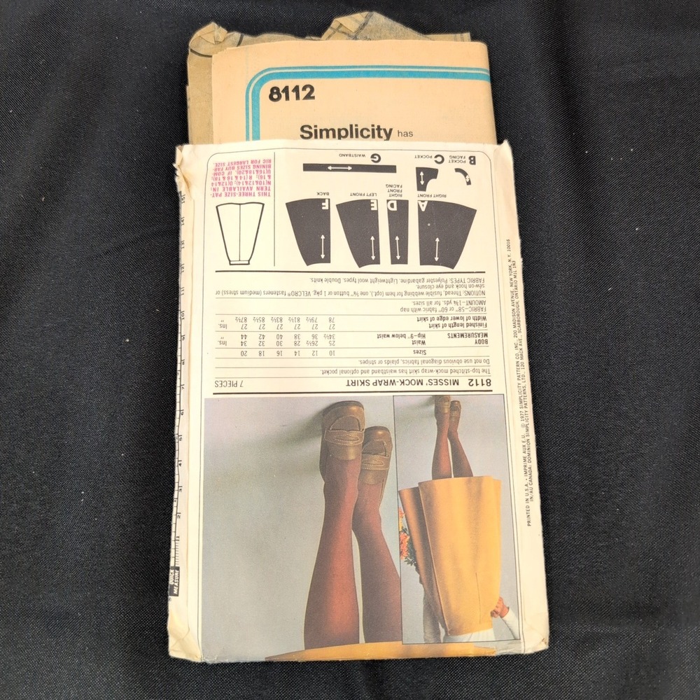Vintage Simplicity 8112 Misses Mock Wrap Skirt Sewing Pattern Size 12 14 16 ESP - Picture 2 of 2